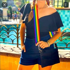 SOLD Rainbow guitar purse strap